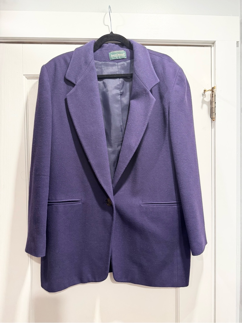 Vintage Wool Cashmere‎ Pea Dressy Coat Purple Large Winter Warm Cozy Formal